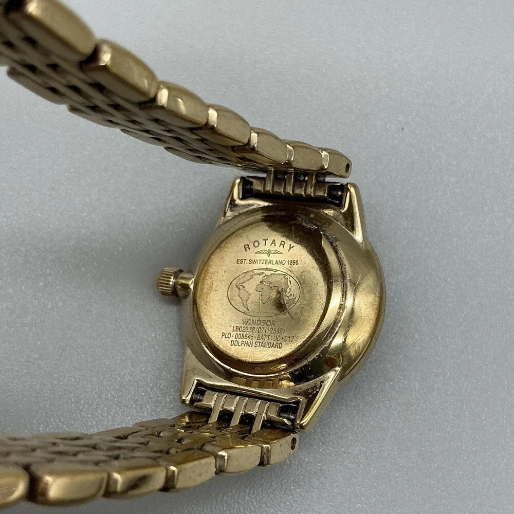 Rotary Windsor Womens Watch 24mm MOP White Dial Gold Tone New Battery 6.5